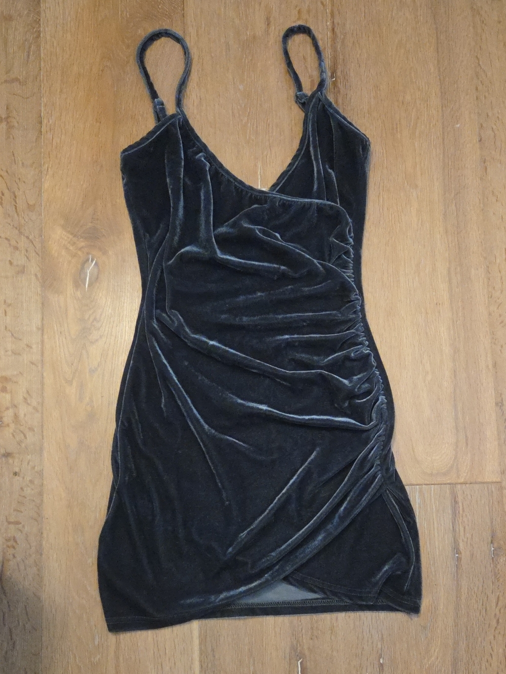 Oliviaceous Velvet Mini Dress Cocktail Wrap Smokey Gray S
